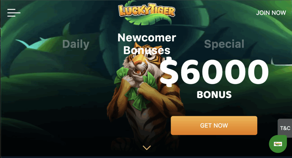 Lucky Tiger Casino bonus desktop